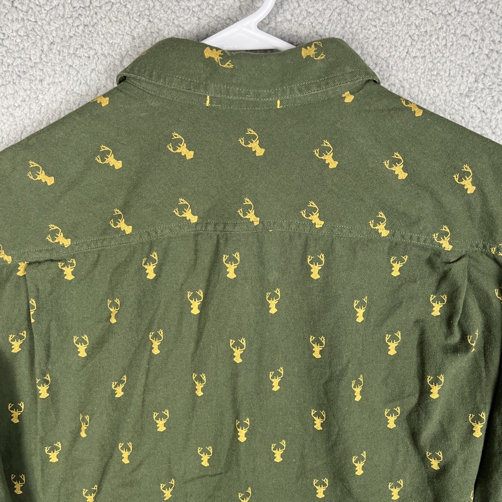 DULUTH Trading Untucked Mens LT Relaxed Fit Flannel Shirt Green Deer Buck Print‎ - Picture 6 of 12